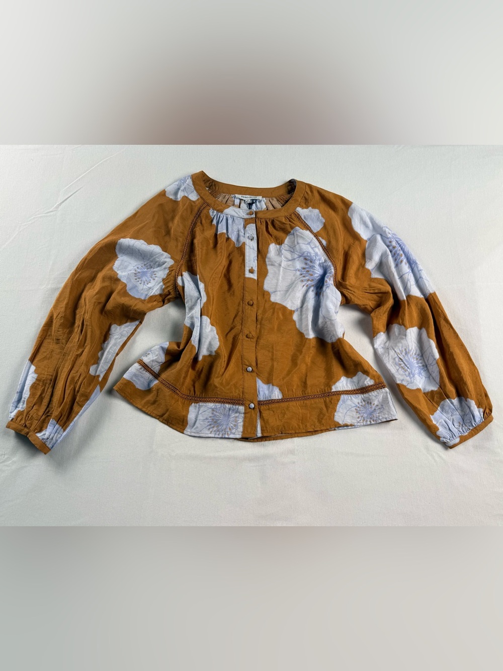 Rose & Olive Rust Floral Button-Front Blouse